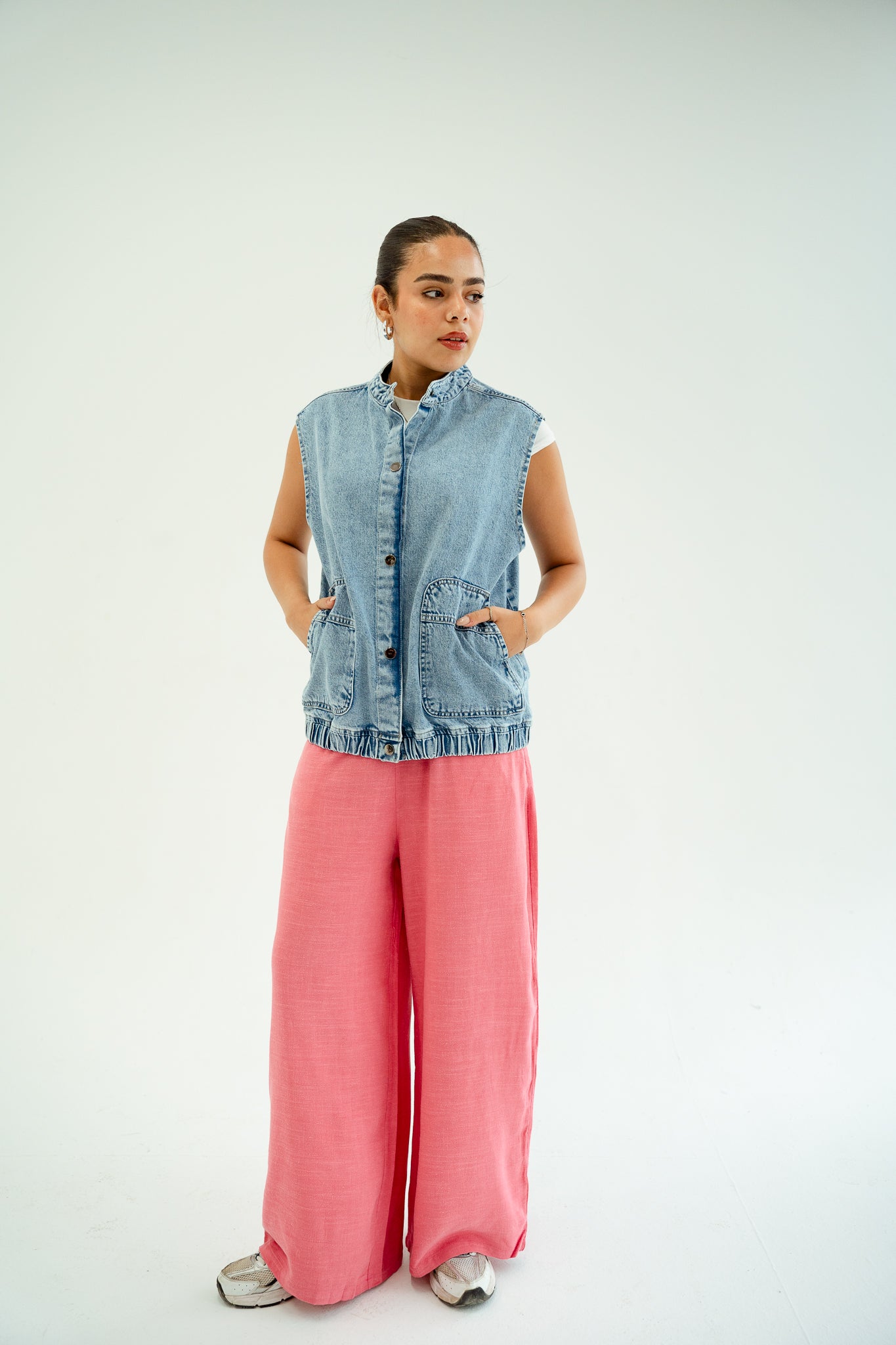 She wears Denim vest